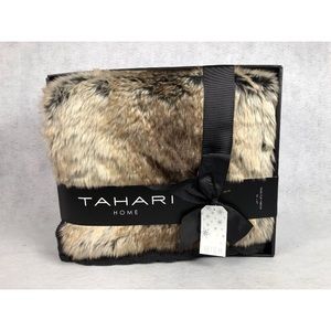 Tahari Home Faux Fur Chinchilla Throw Blanket